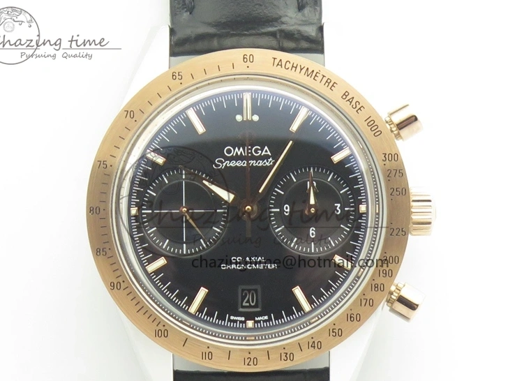 0518 Neat Speedmaster ’57 Co-Axial SS RG OMF 1:1 Best Edition Black Dial On Leather Strap A9300 (Free Leather Strap) 8067